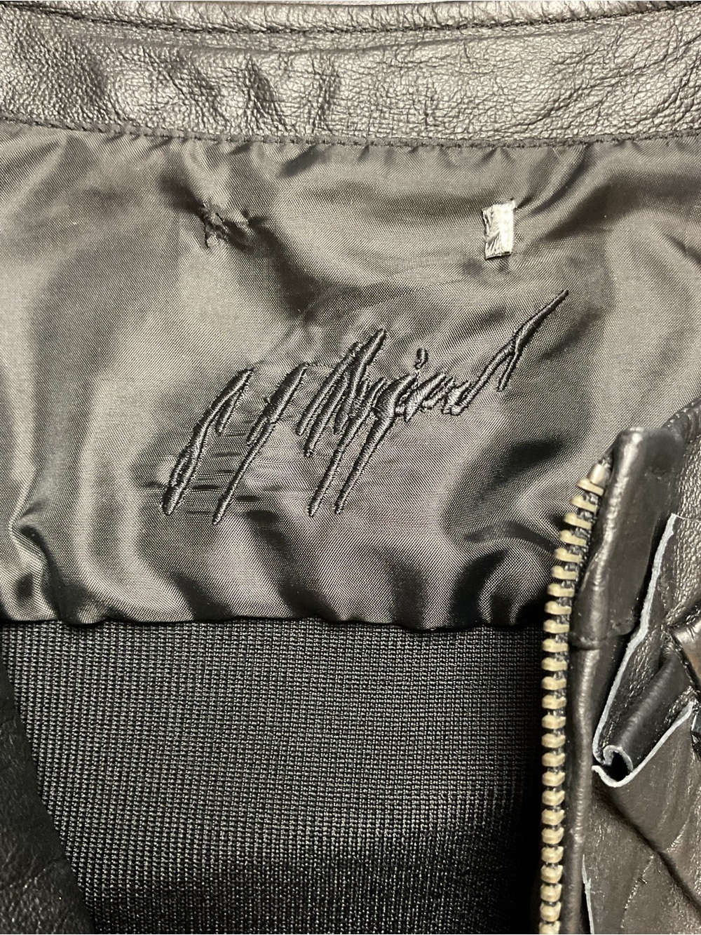 Peter Nygard Black Leather Jacket Raised Floral Appliqué Knit Sleeve Size 4 6 - Picture 9 of 9